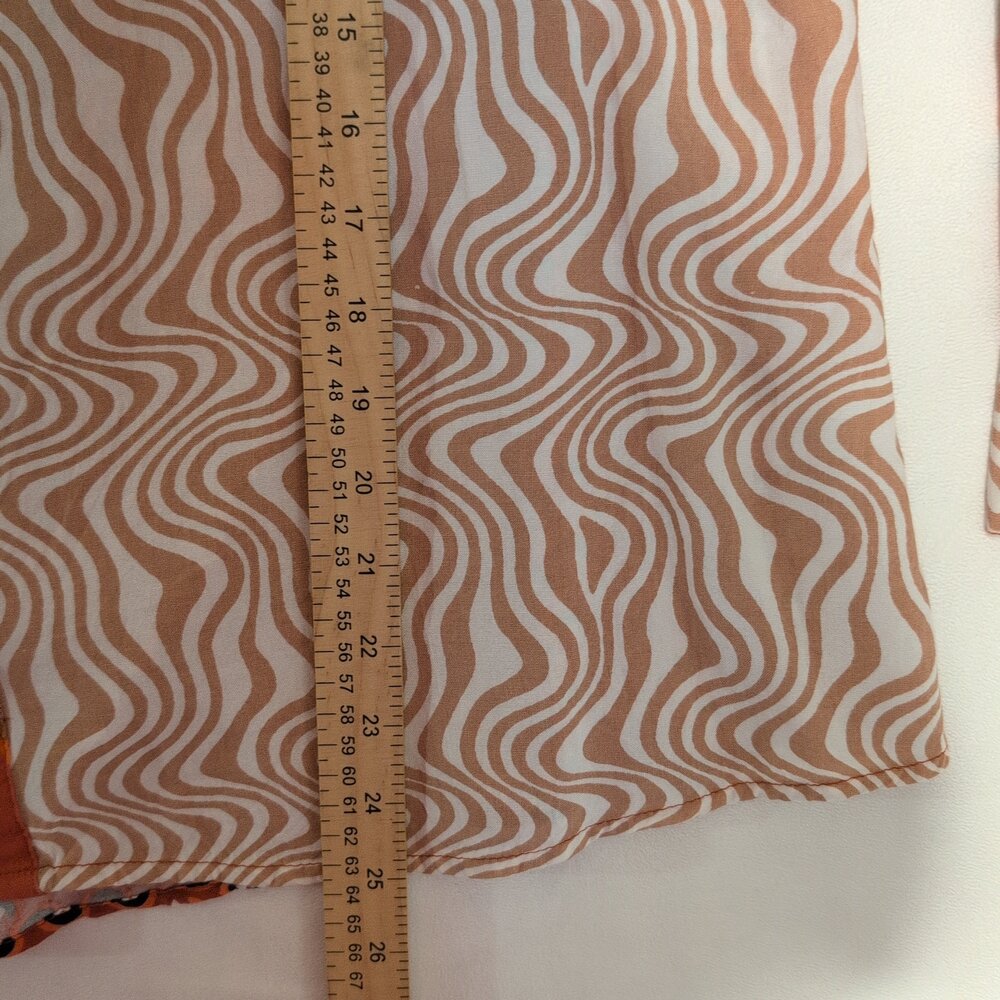 JW Style Orange Mixed-Print Button-Up Blouse  Size‎ S - Picture 9 of 10